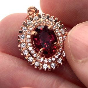 Umbalite Garnet 1.95ct Rose Gold Finish Solid 925 Sterling Silver Pendant